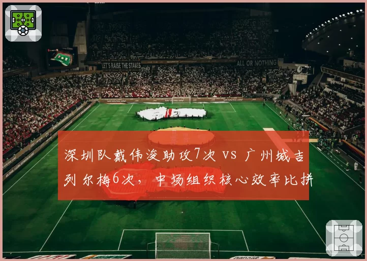 深圳队戴伟浚助攻7次 vs 广州城吉列尔梅6次，中场组织核心效率比拼